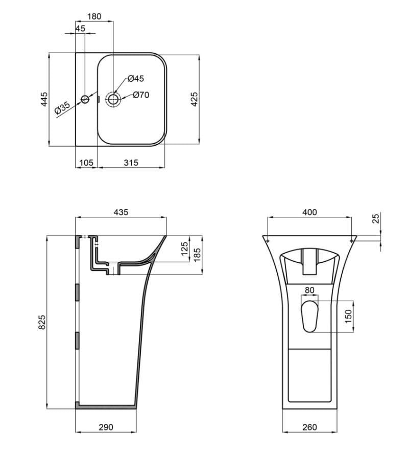 Раковина Qtap Crow підлогова без донного клапана (QT0511G315WN) - фото 2 Раковина Qtap Crow підлогова без донного клапана (QT0511G315WN) - фото 2