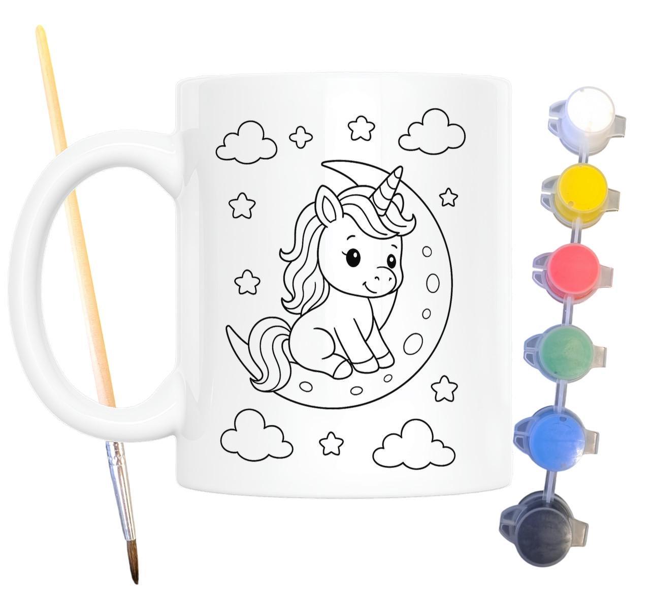 Набір для творчості кружка розмальовка Єдиноріг на місяці 330 мл Білий (КР0133) - фото 2 Набір для творчості кружка розмальовка Єдиноріг на місяці 330 мл Білий (КР0133) - фото 2