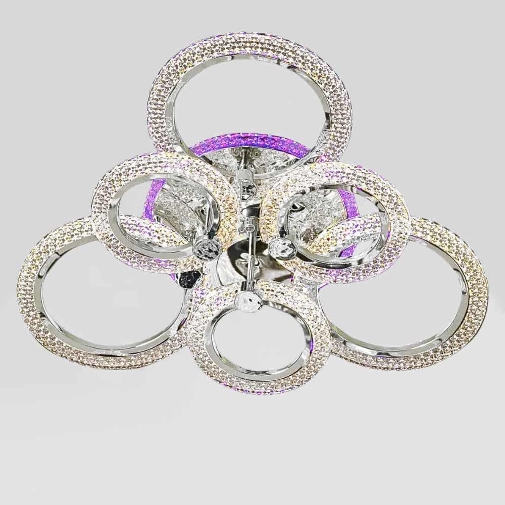 Люстра потолочная светодиодная Light House SC-19286/3/3C CR PK/BU/PL Ф690х130 108W/20W 2,4G Хром