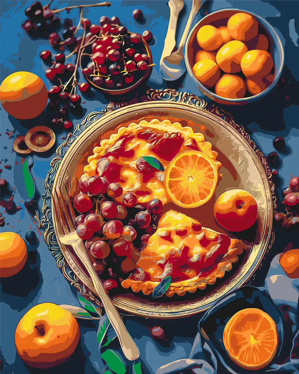 Картина за номерами ORIGAMI Натюрморт Фруктовий пиріг 40х50 см (LW4100)