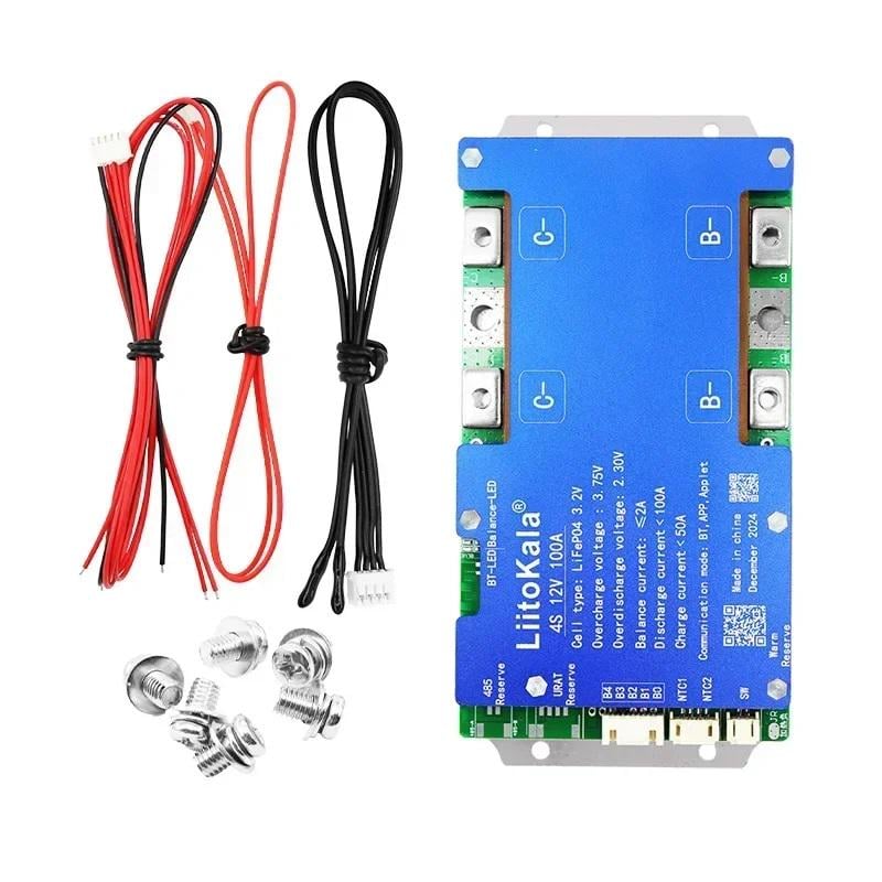 Контроллер BMS 100A LiitoKala 12V 4S для АКБ LiFePO4 с Bluetooth плата защиты с балансировкой (00-00029361)