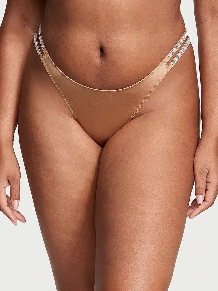 Трусики со стразами Victoria's Secret Very Sexy Double Shine Strap Smooth Brazilian Panty S Коричневый (26709713)