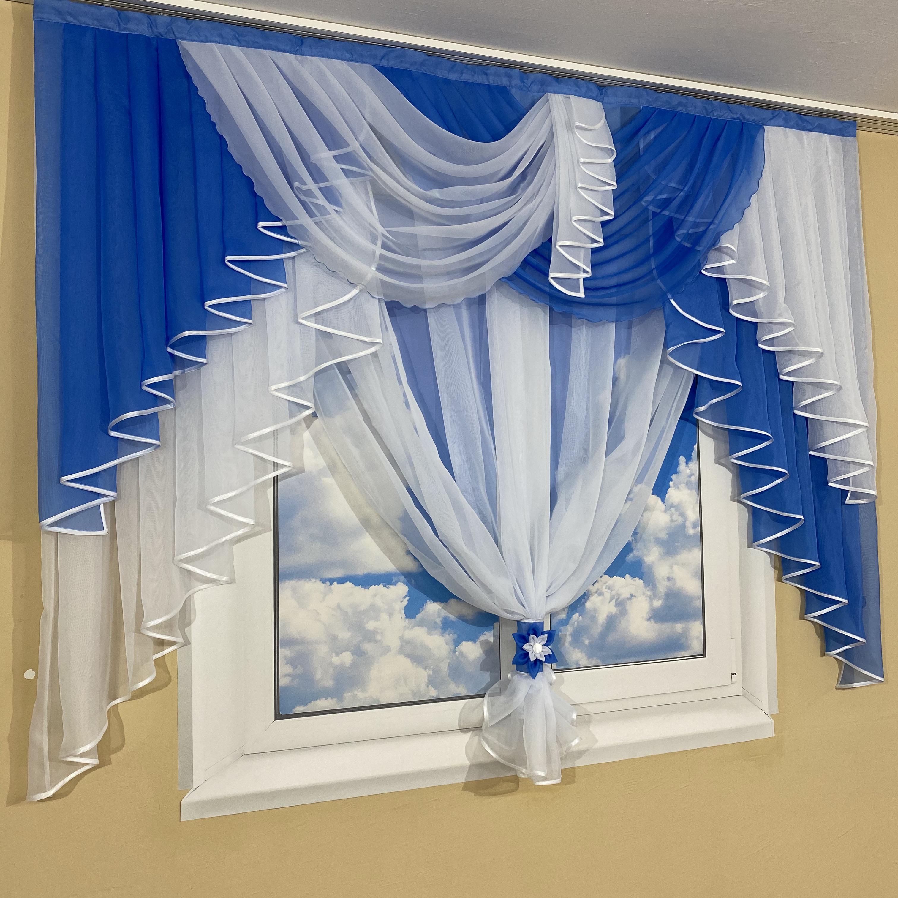 Ламбрекен с тюлью TG Home №431 Голубой (431-9) - фото 3