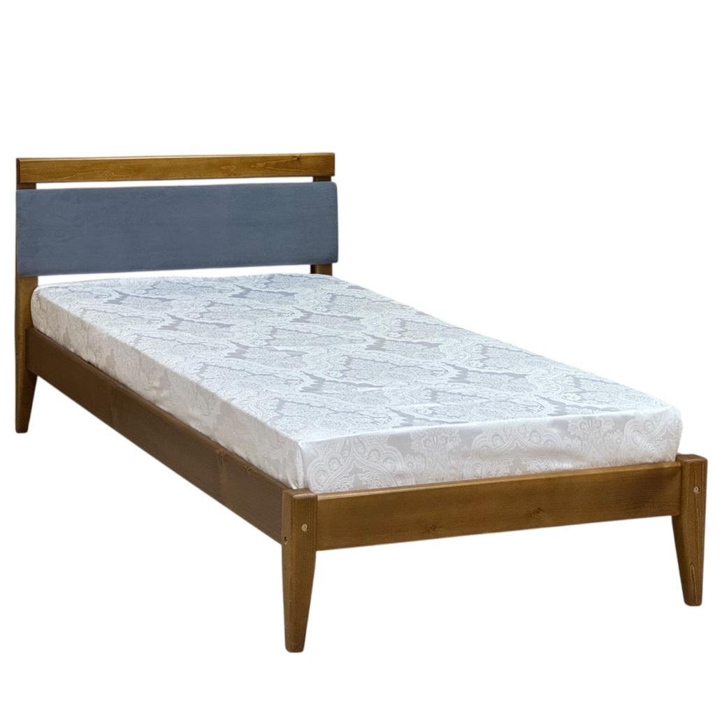 Кровать односпальная деревянная Скиф Л-157 с мягкой вставкой 100х200 см Тиковое дерево/Стим-26 (27986989)