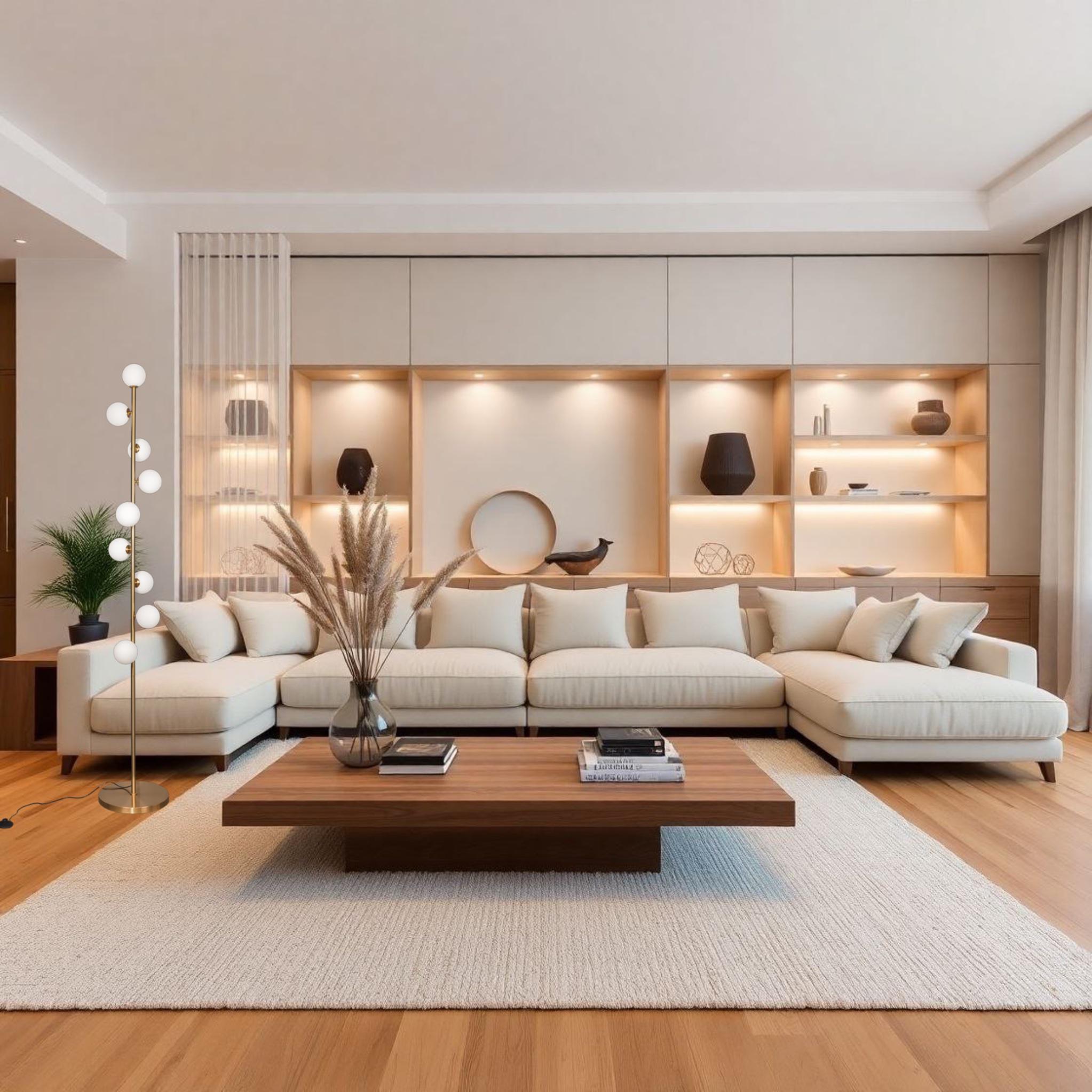 Торшер з білими плафонами по колу на 9 ламп Бронзовий (52-9834-9 BRONZE) - фото 3 Торшер з білими плафонами по колу на 9 ламп Бронзовий (52-9834-9 BRONZE) - фото 3