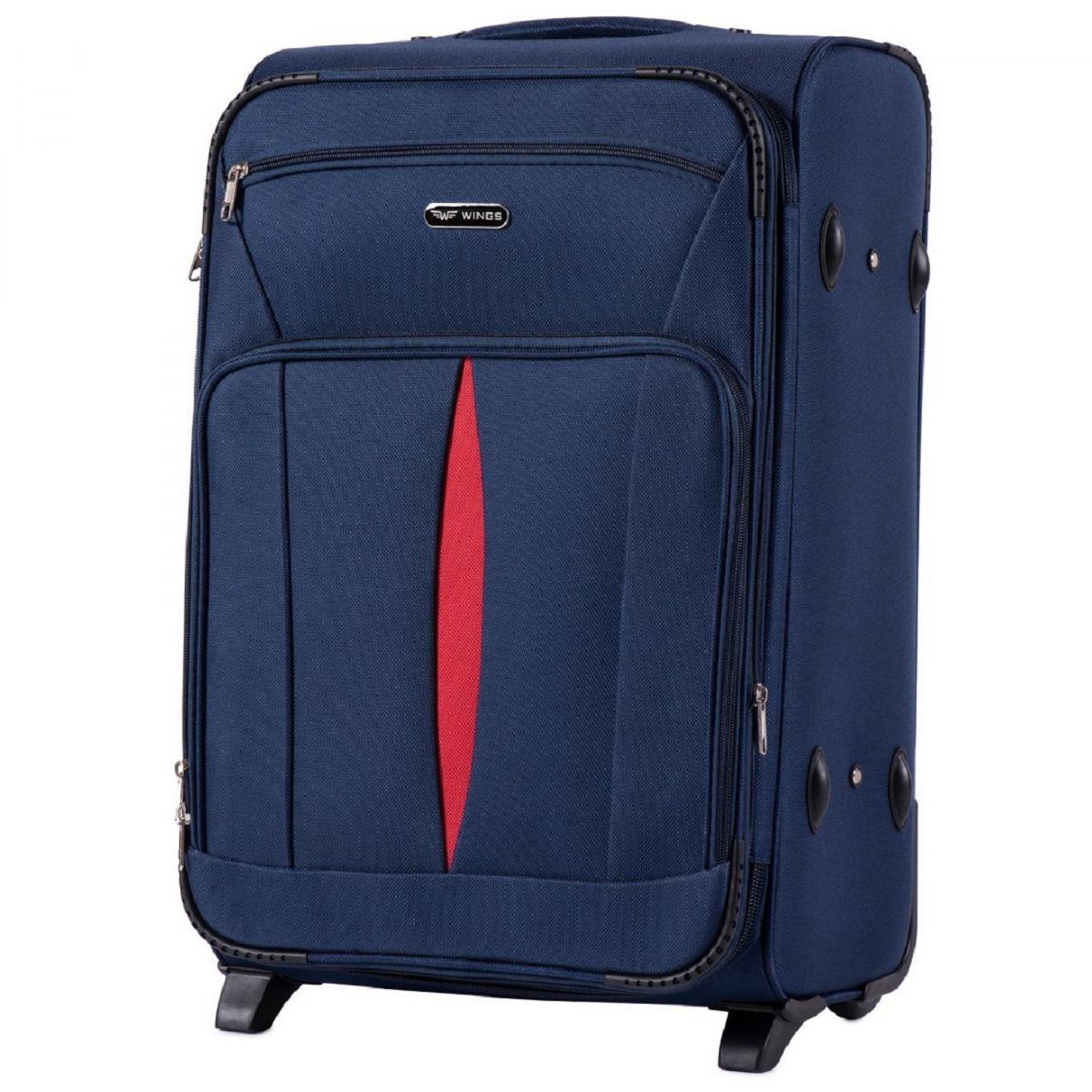 Валіза тканинна WINGS 1601 середня 2 колеса Темно-синій (Vt00222)