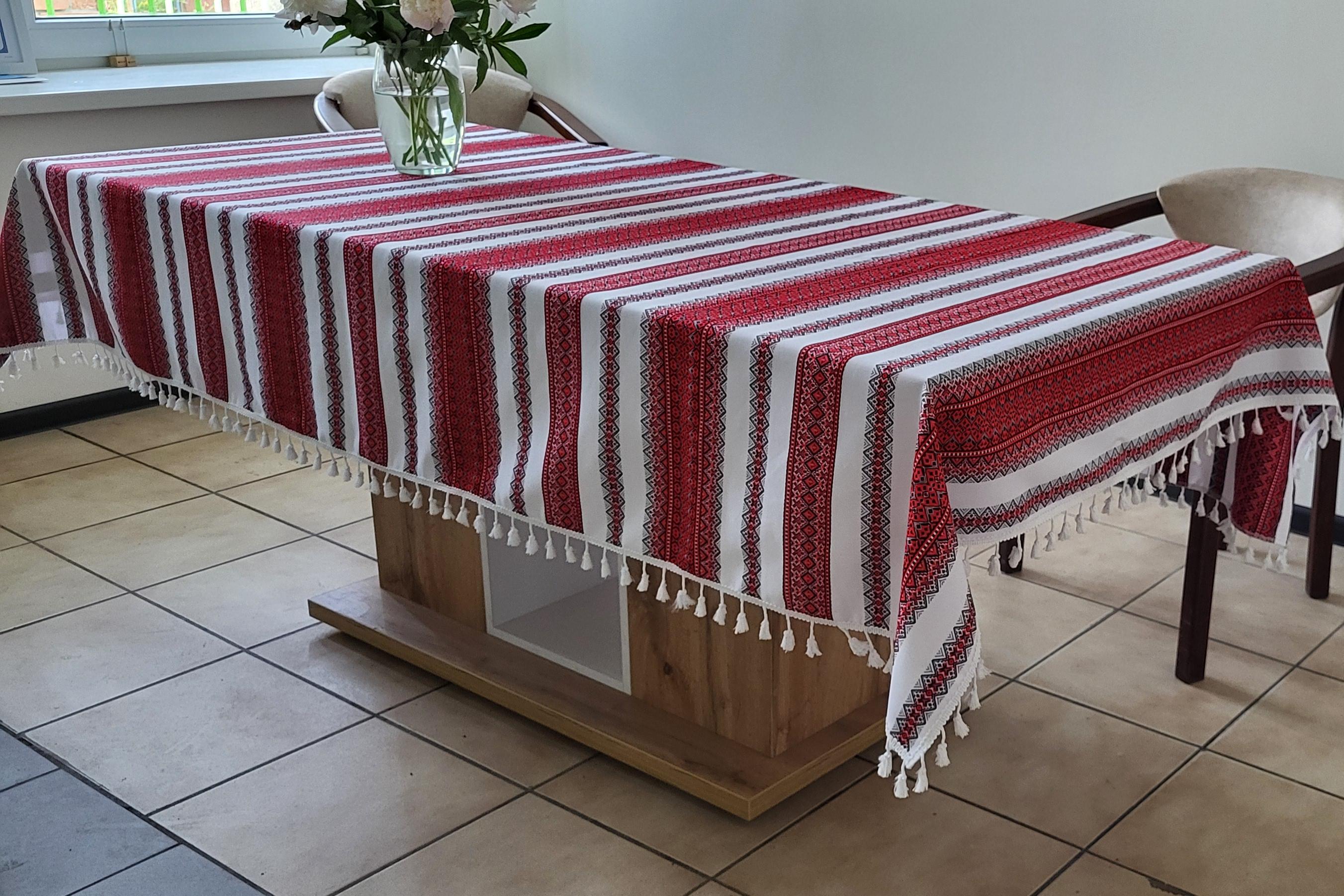 Скатерть ткано-декоративная с вышивкой Пионы 1450x2200 мм Красный (Арт-080ск) - фото 3 Скатерть ткано-декоративная с вышивкой Пионы 1450x2200 мм Красный (Арт-080ск) - фото 3