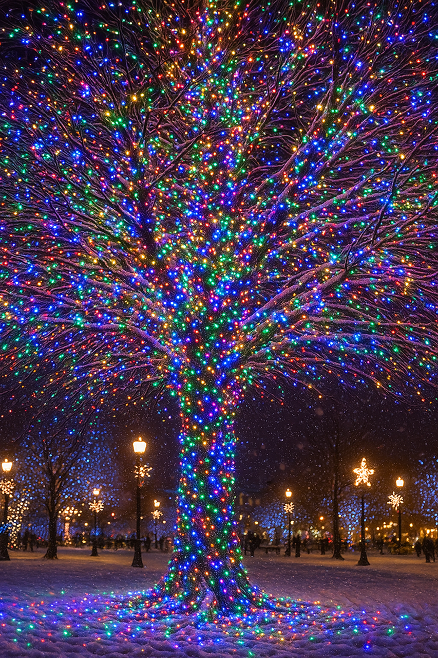 Гірлянда вулична Різдвяна фея 100 м 1000 LED білий провід Різнокольоровий (CF1000L100MWML) - фото 6 Гірлянда вулична Різдвяна фея 100 м 1000 LED білий провід Різнокольоровий (CF1000L100MWML) - фото 6