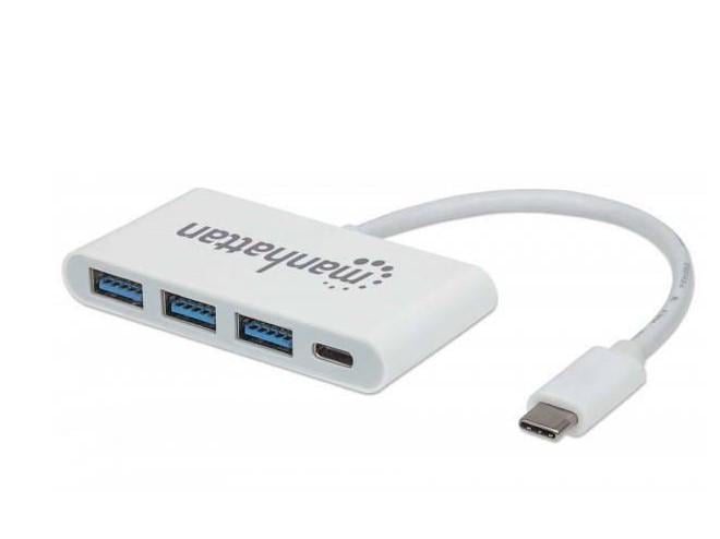 USB-хаб Manhattan Type-C 4-port USB 3.0 3.1 PD Белый (163552)