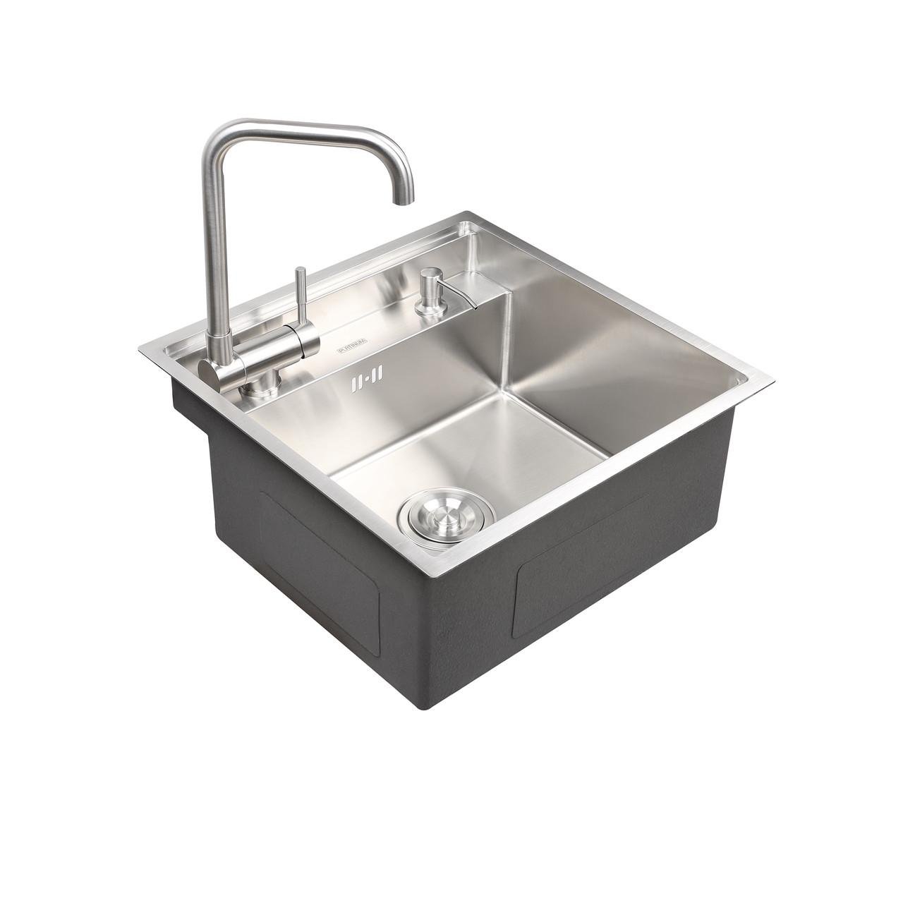 Кухонная скрытая мойка Platinum Handmade смеситель в комплекте 50х50/220 Кухонная скрытая мойка Platinum Handmade смеситель в комплекте 50х50/220