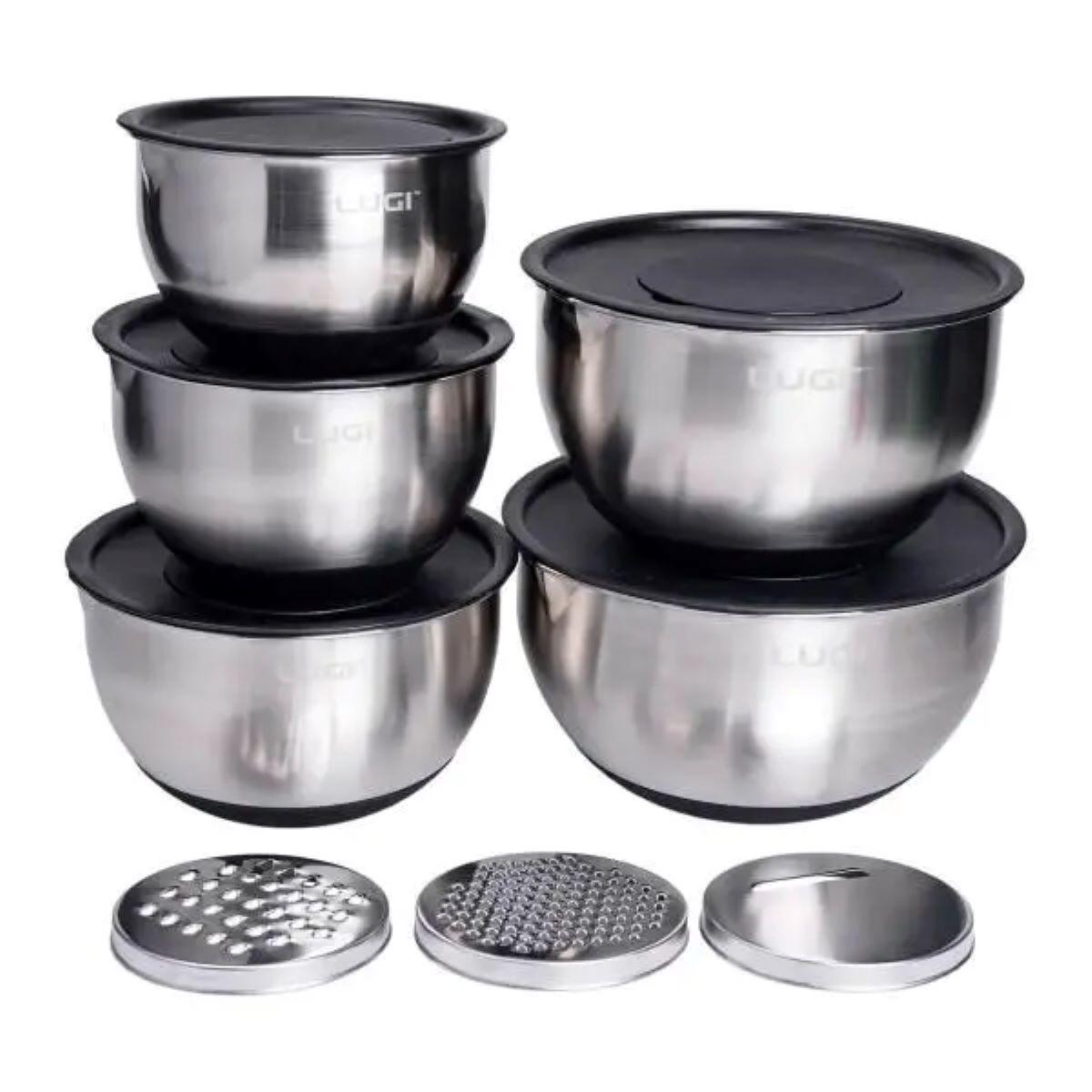 Набор блюд из нержавеющей стали с крышками и терками 5 шт. 5/4/2,5/2/1,5 л - фото 4