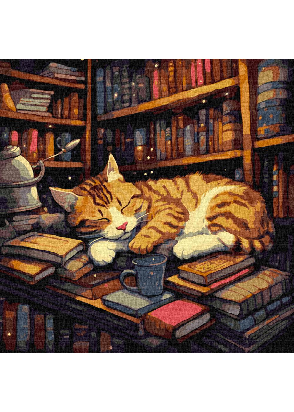 Картина по номерам Ідейка Пушистый книголюб 40х40 (KHO6505)