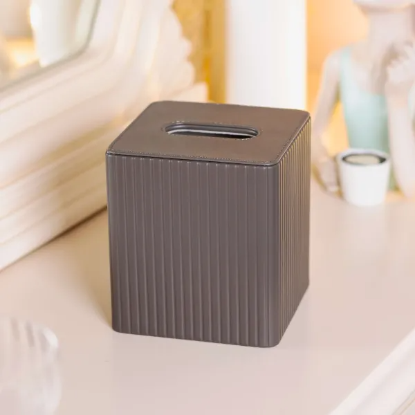 Серветниця з екошкіри 13х13х14,7 см Сірий - фото 6 Серветниця з екошкіри 13х13х14,7 см Сірий - фото 6