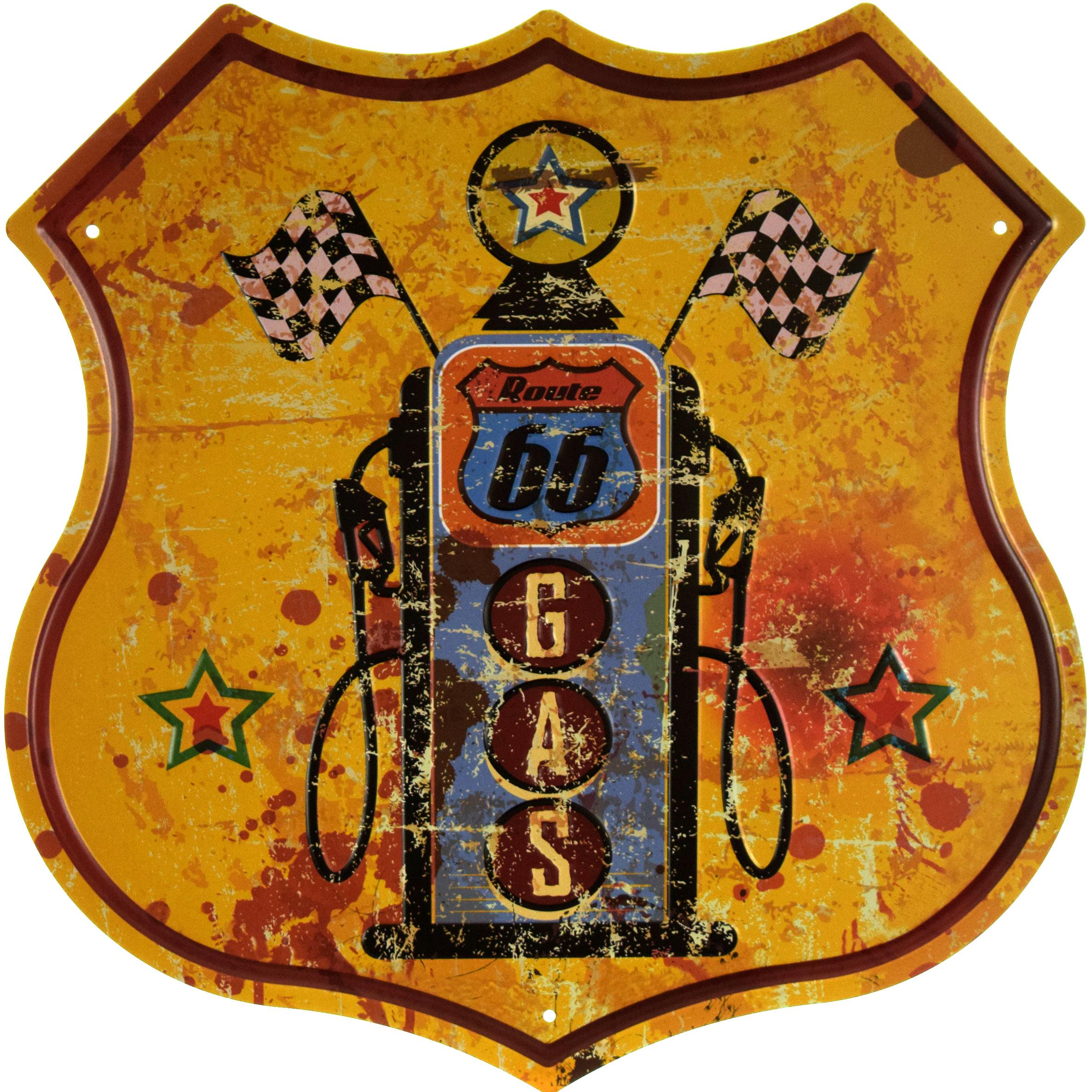 Табличка металлическая Texaco GAS Route 66 30x30 см