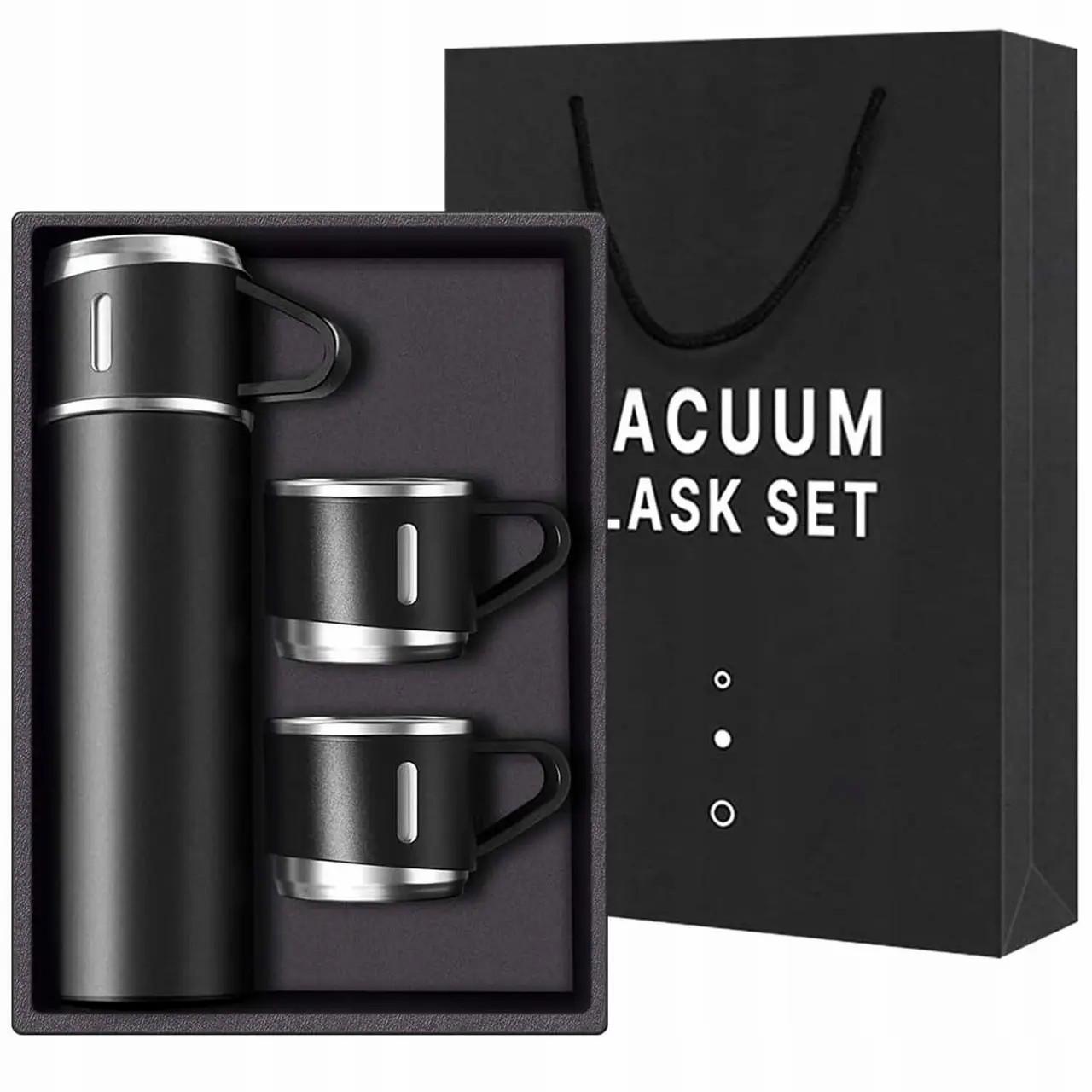 Термос с вакуумной крышкой Vacuum Flask Set 500мл с чашками 3 шт.