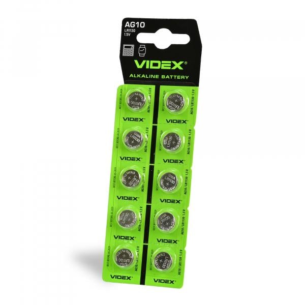 Батарейка годинникова Videx 10 шт. AG10/LR1130