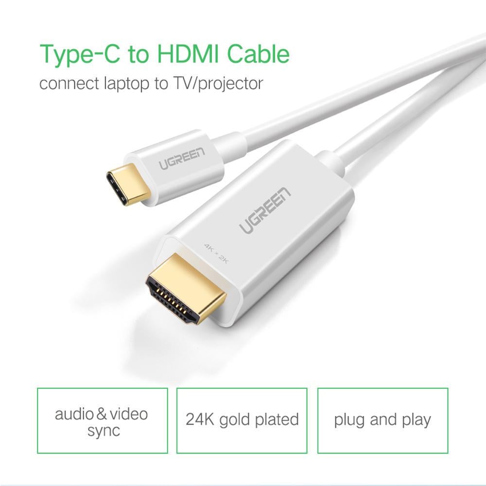 Кабель UGREEN Type-C-HDMI 4K 60Hz відеоконвертер USB-C на HDMI 2.0 Thunderbolt 3 1,5 м Білий (30841) - фото 10