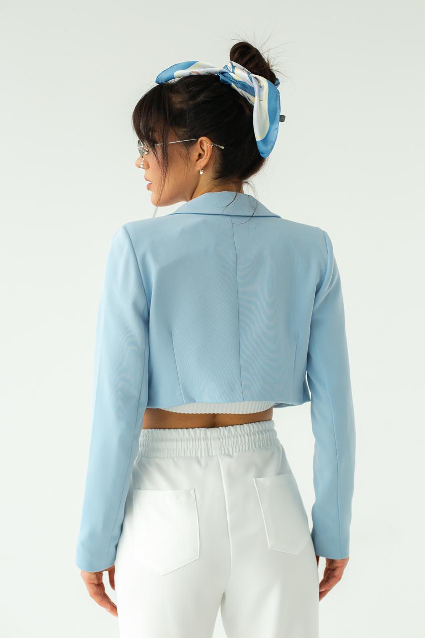 Жакет укороченный прямого фасона CLABFRENDY р. 36 Голубой (9528569) - фото 2 Жакет укороченный прямого фасона CLABFRENDY р. 36 Голубой (9528569) - фото 2