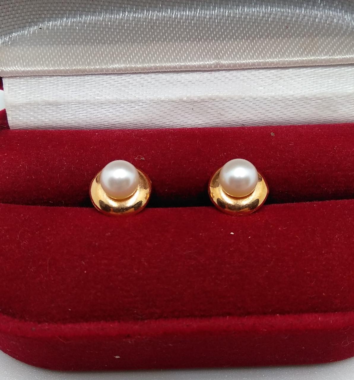 Серьги золото винтики жемчуг 585° 2,73 г (603870)