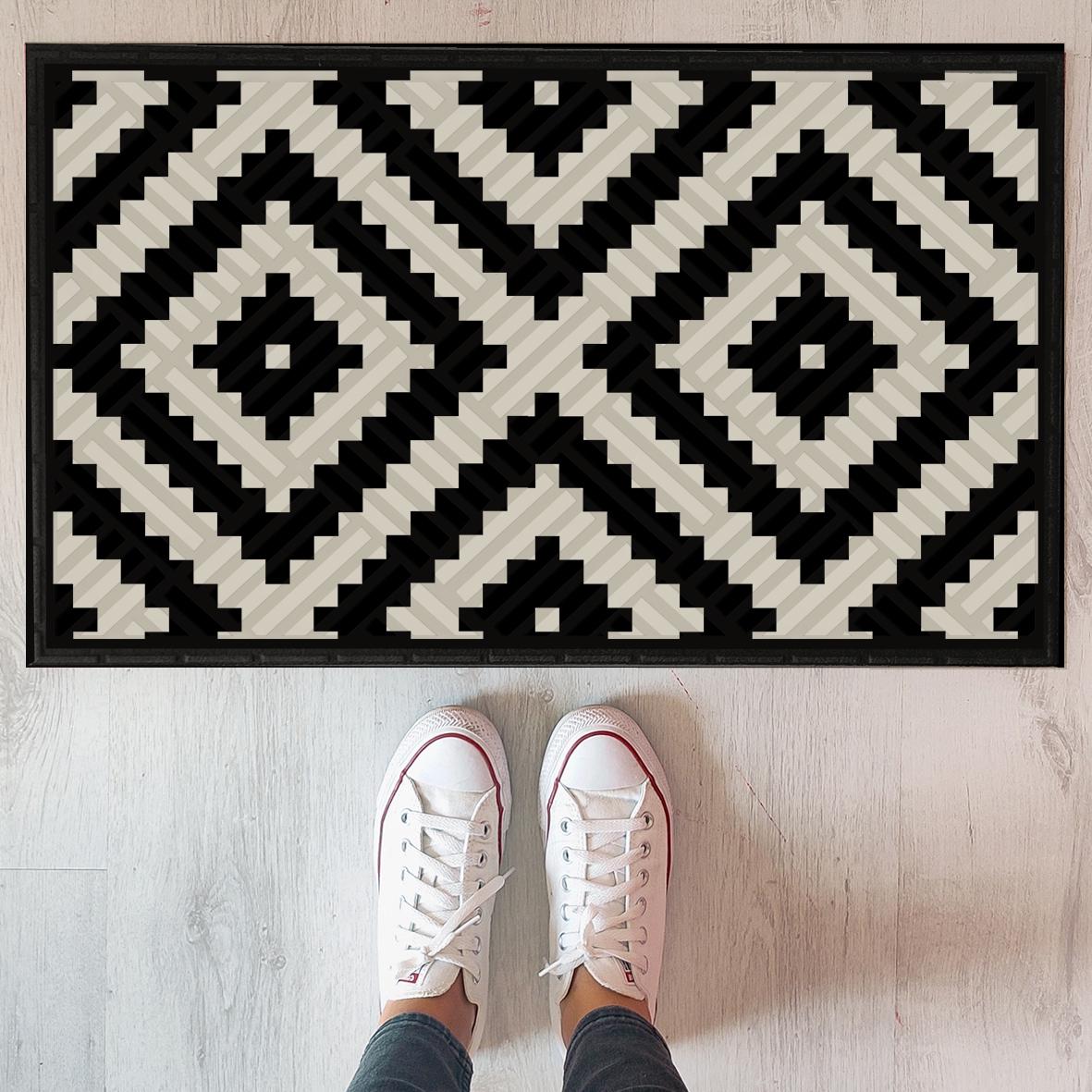 Коврик придверный Узор 45x75 см Черный/Белый (22376)