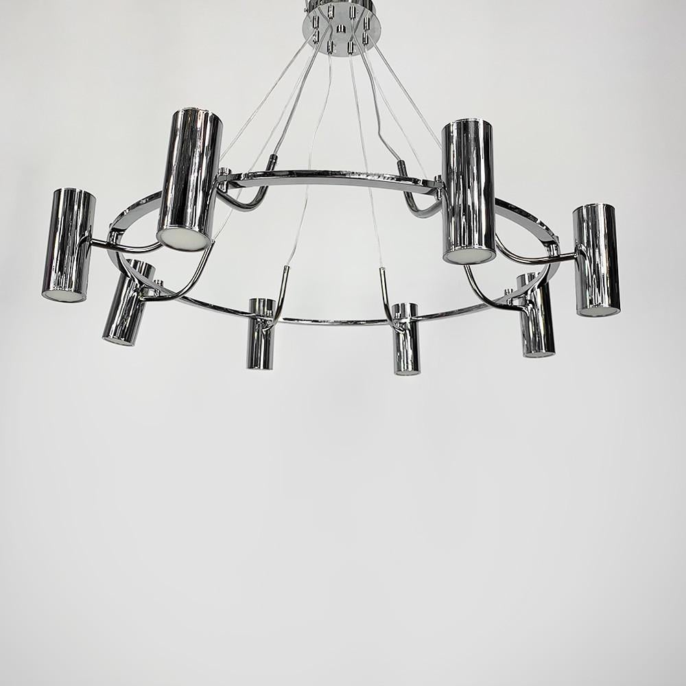 Люстра подвесная ZION на 8 спотов Серебряный (MJ 129/8 CH)