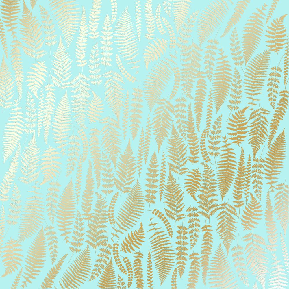 Лист бумаги односторонний Golden Fern с фольгированием 30,5х30,5 см Turquoisei
