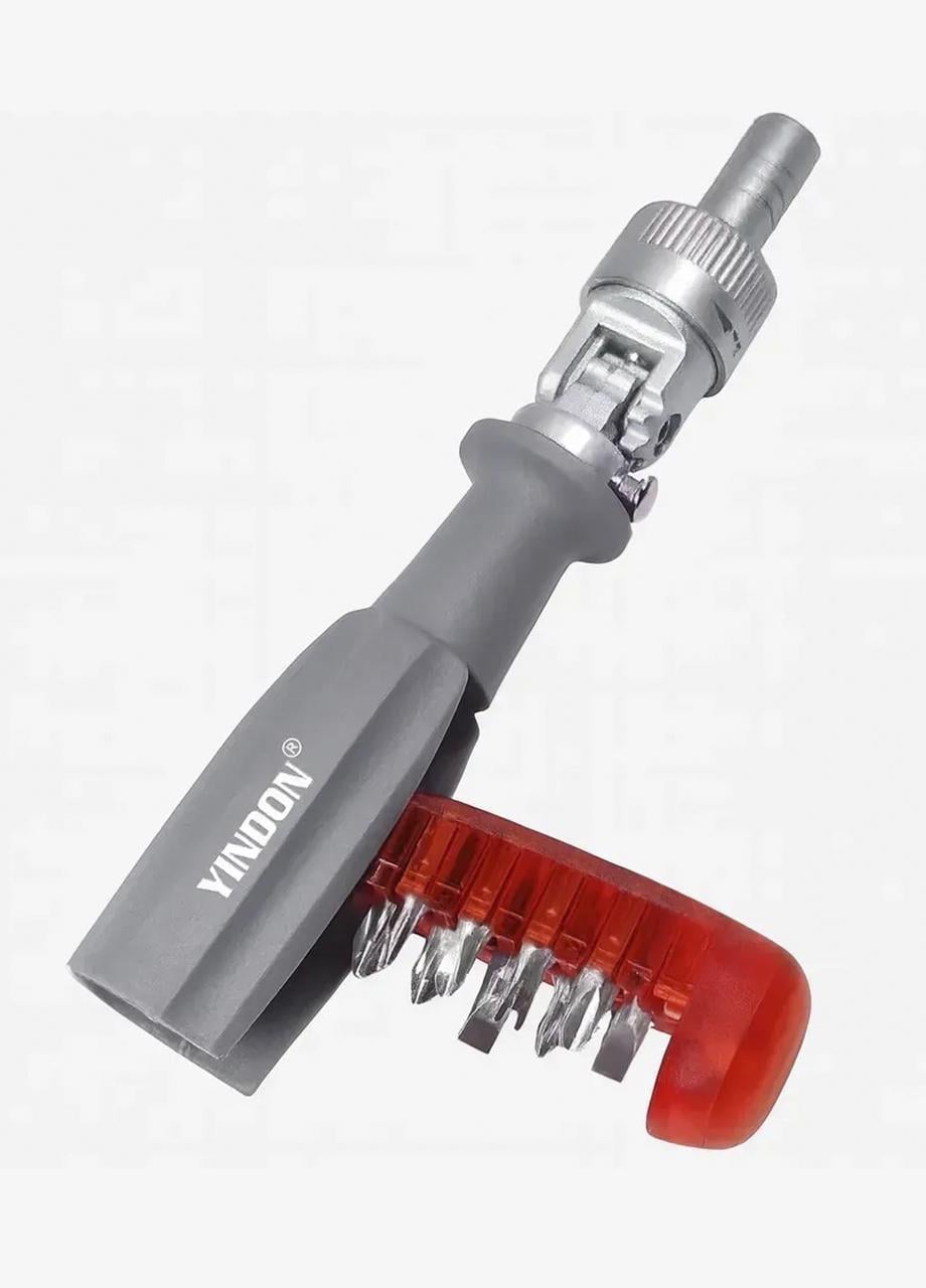 Набор отверток AND 11в1 rутовая с трещоткой и храповым механизмом Серый (951125)