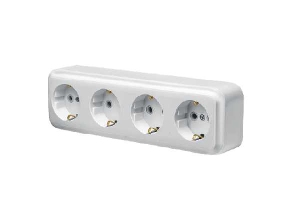 Розетка чотиримісна накладна з заземленням MARSHEL RO16-253 White