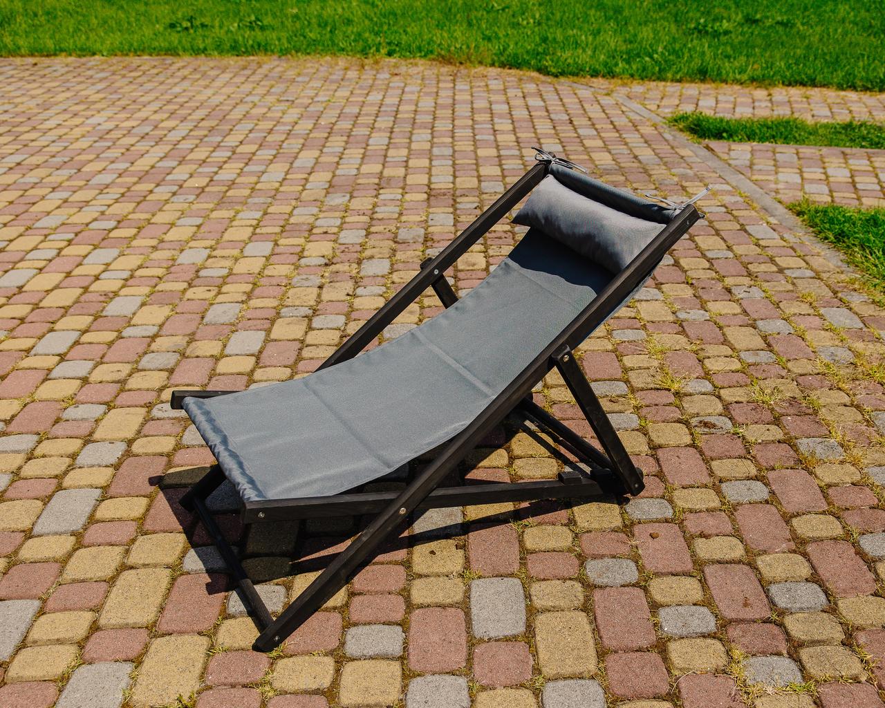 Шезлонг тканевый XRmaster с подушкой Серый с черным (0001717)