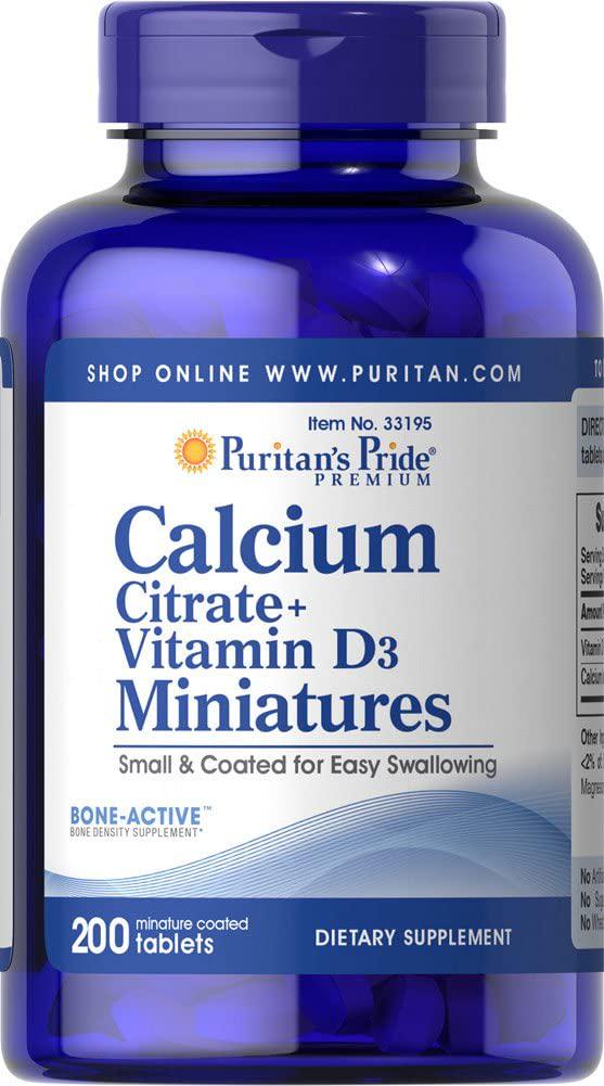 Витамин Д3 Puritan's Pride Calcium Citrate Miniature 200 таблеток (00000032788)