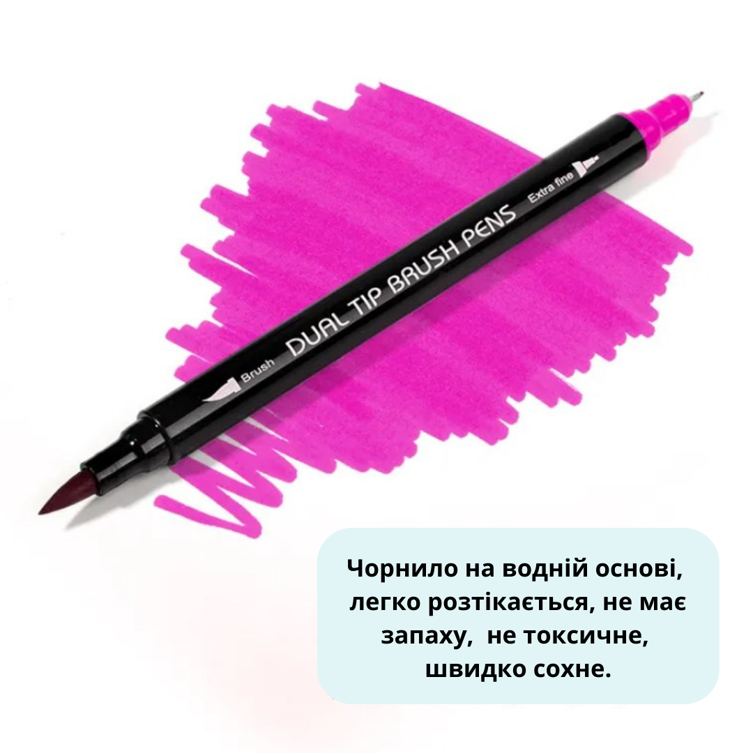 Маркери двосторонні акварельні Mobee 48 кольори в тубусі - фото 4