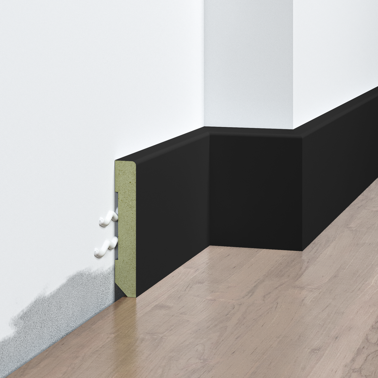 Плінтус накладний FSPRO 1060R2 МДФ 2,5 м Чорний (P.MDF1060R2B)