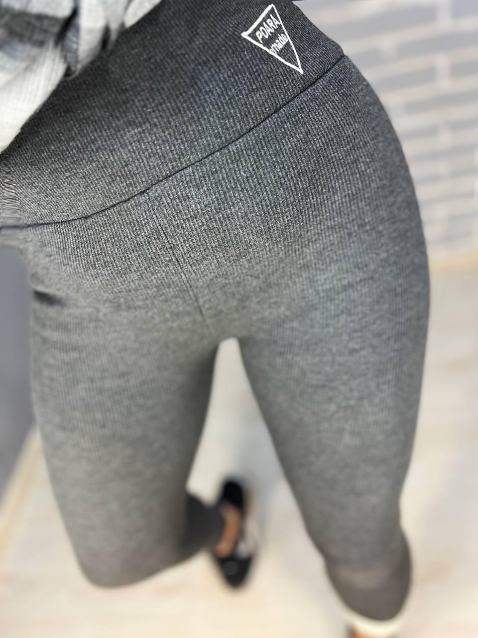 Лосини жіночі Ластівка 5247 рубчик широкий пояс утеплені на хутрі сірі, сірий, S - фото 9