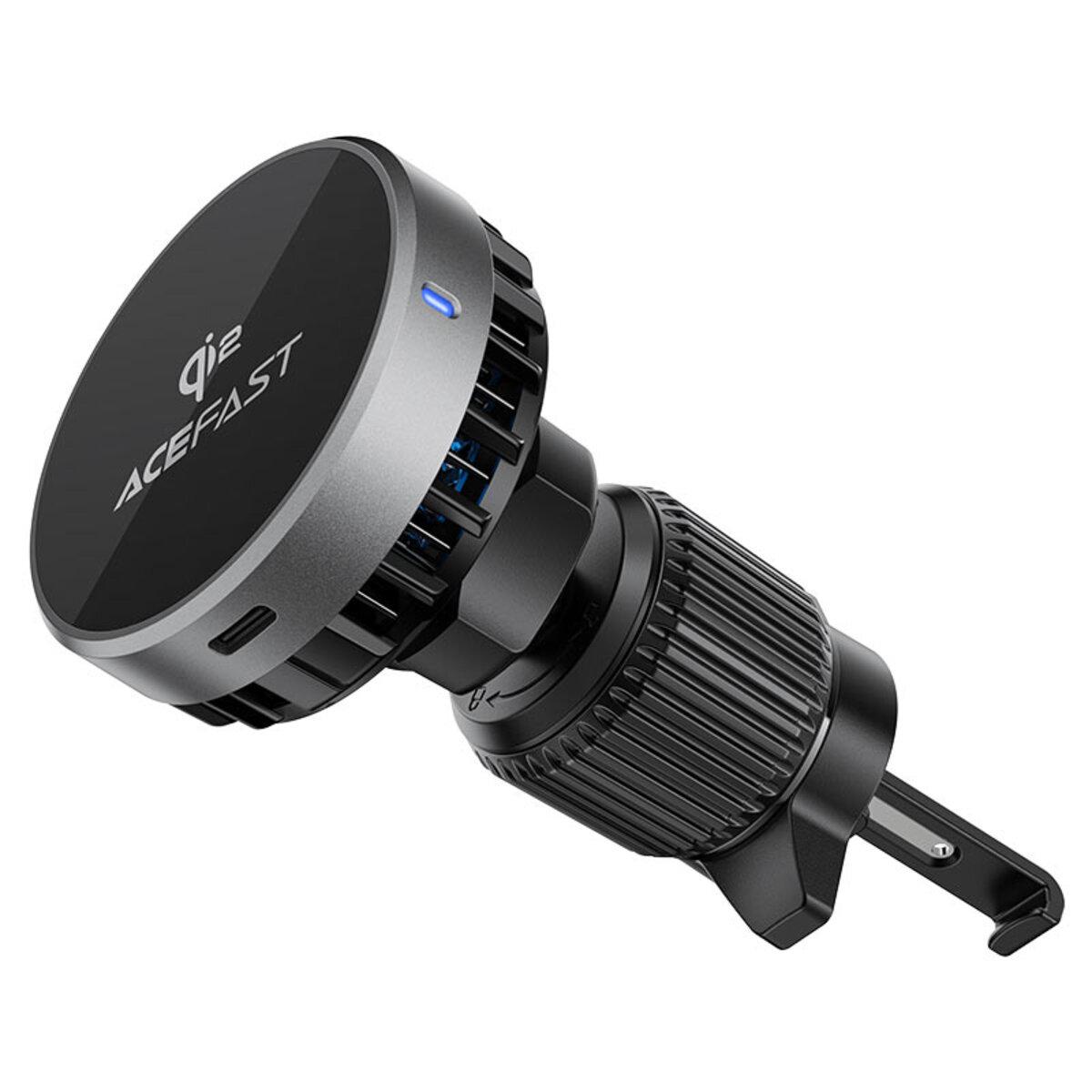 Держатель автомобильный магнитный Acefast D40 Qi2 беспроводная зарядка 15 Вт Ice Cooling Black (621054)