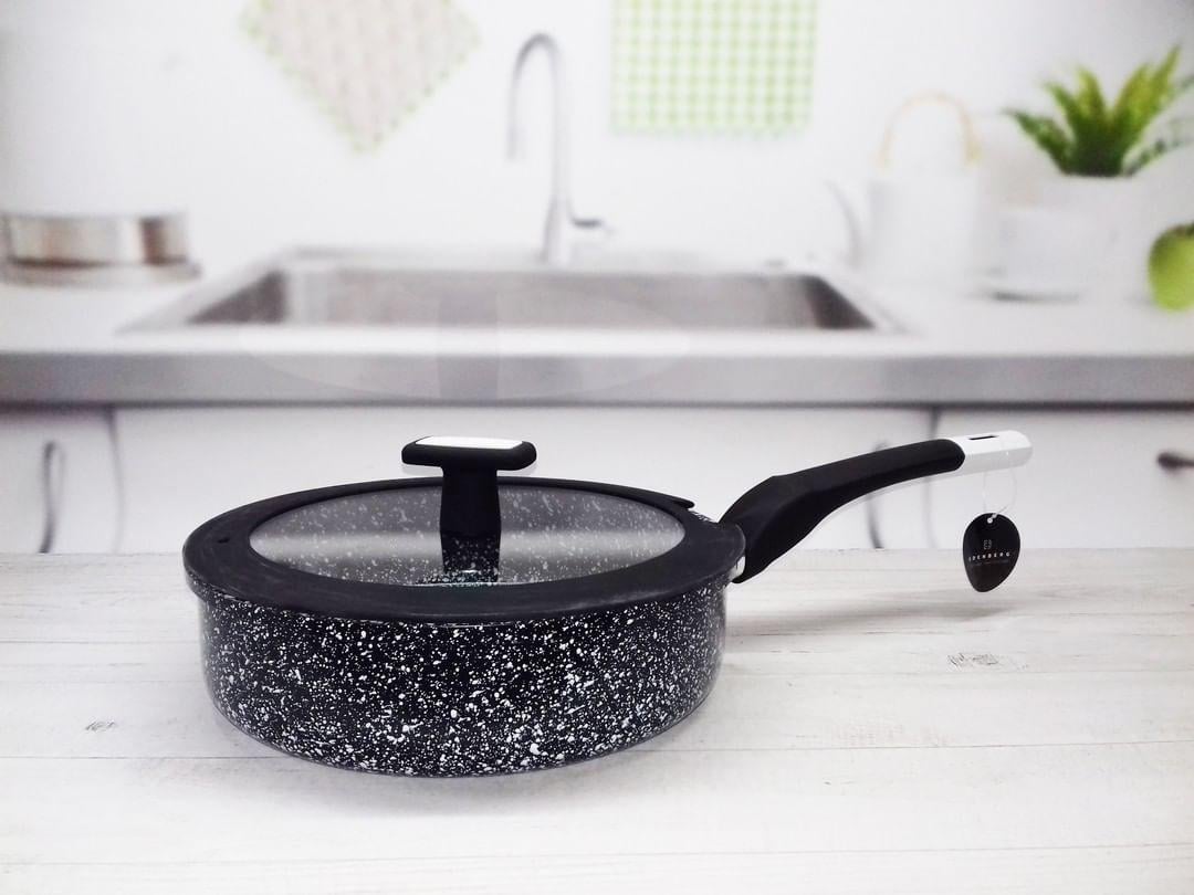 Ковш со стеклянной крышкой с индукционным дном Edenberg EB-3327 гранитное антипригарное покрытие 1,3 л (2530556604)