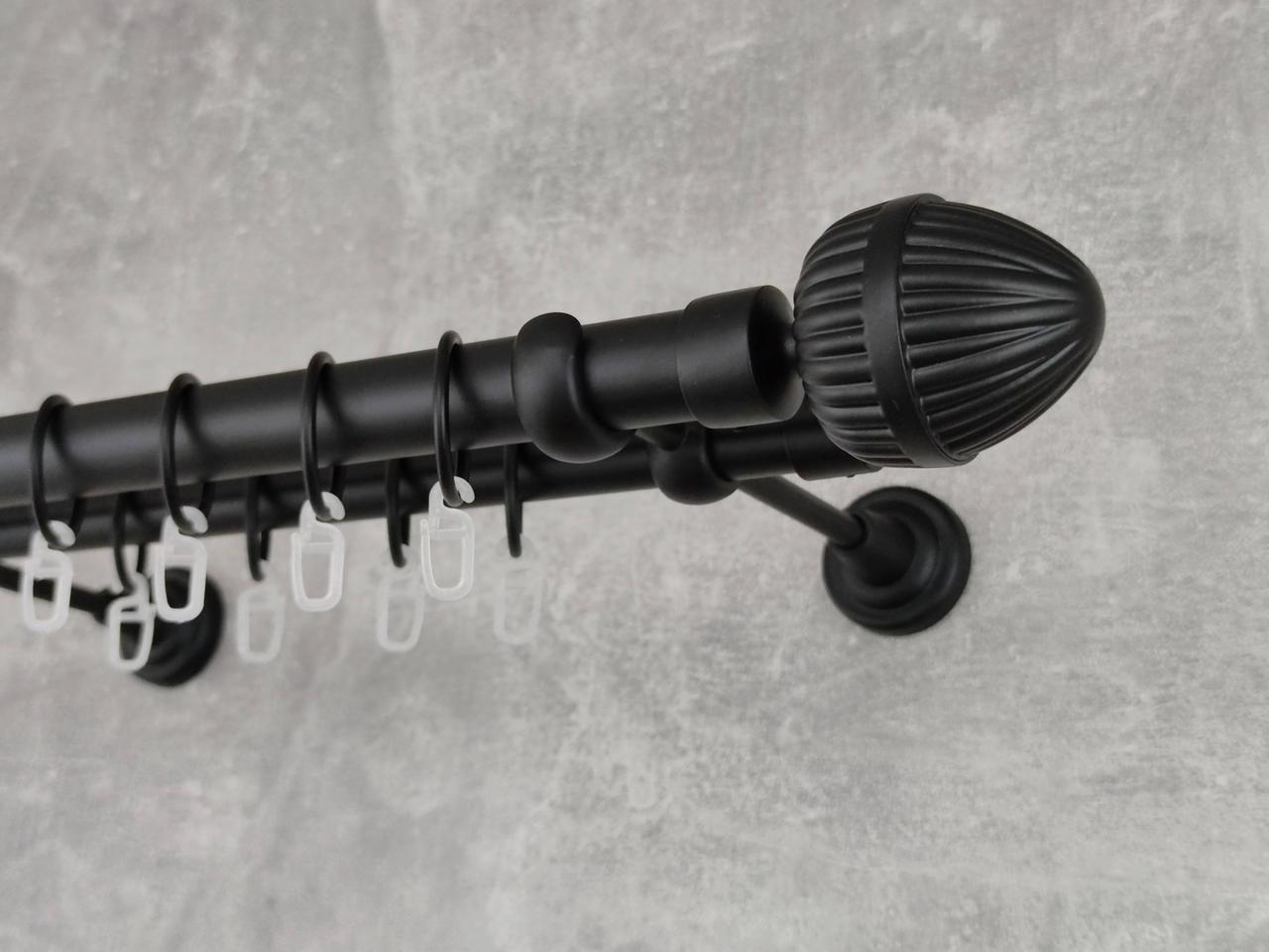 Карниз MStyle металлический для штор двухрядный Одеон 25/19 мм гладкий 300 см Черный (5020169)