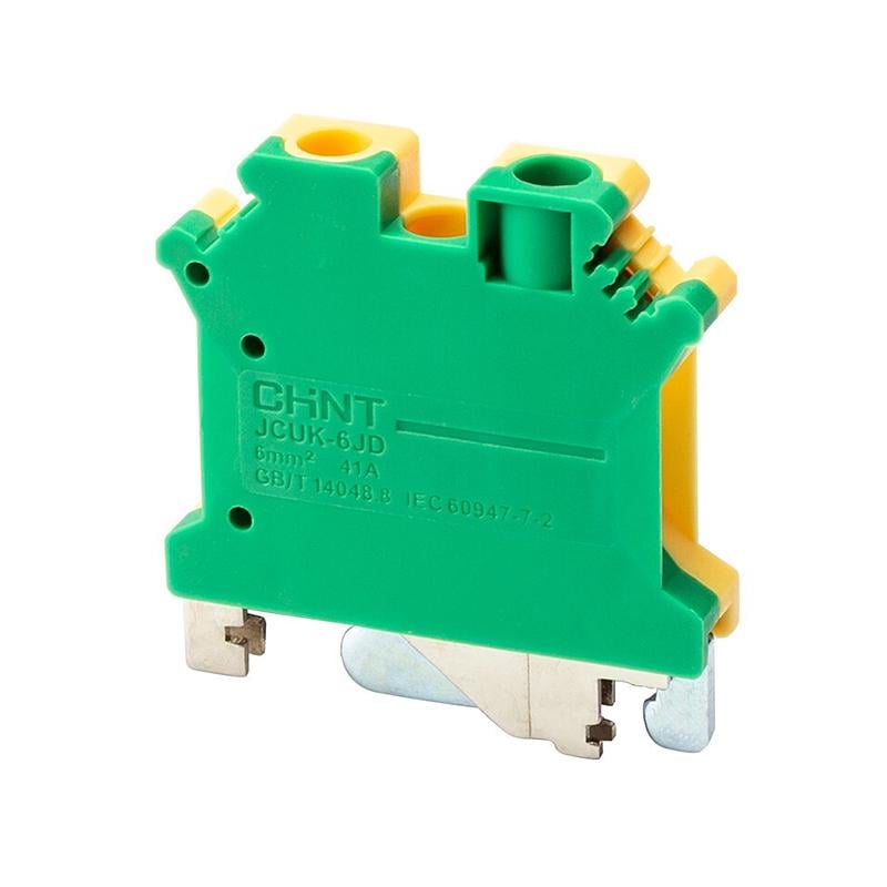 Клемма винтовая наборная CHINT JCUK-6JD 41А 6 мм2 х 43х8,4х46 мм заземление Желто-зеленый (549044)