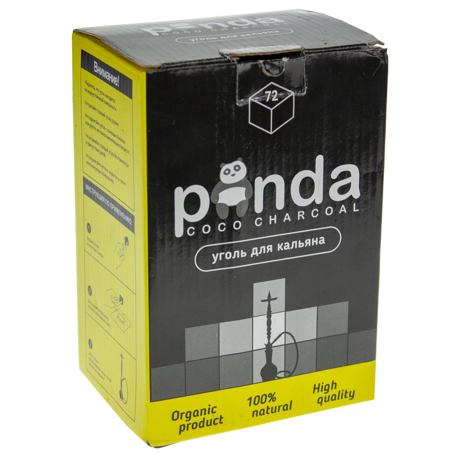 Уголь кокосовый для кальяна Panda 1 кг coco charcoal XL 72 куб. (258112671)