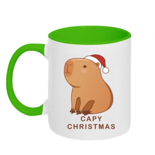 Чашка двухцветная Capy Christmas 320 мл Белый с салатовым (15589442-37-192819)