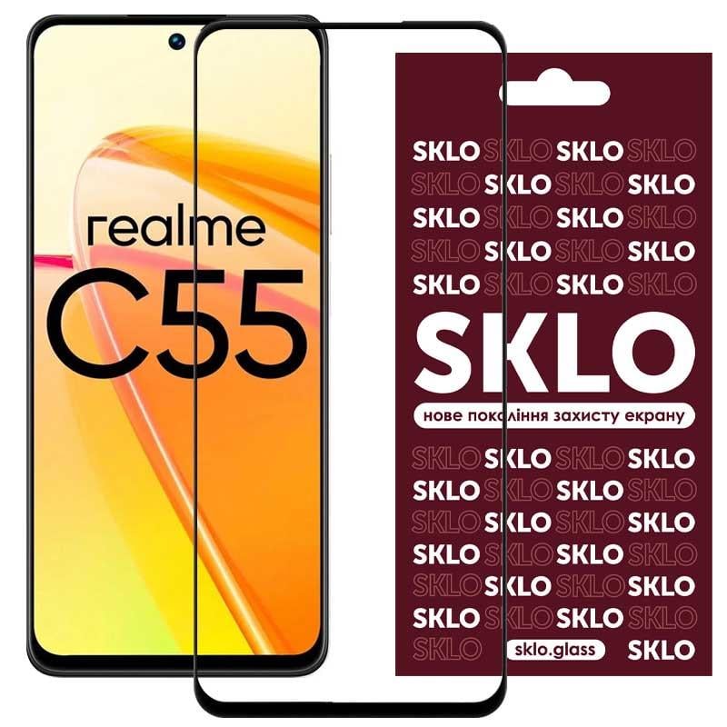 Протиударне Захисне Скло SKLO 3D (full glue) для Realme C55 Чорний