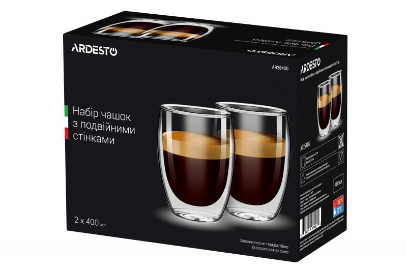 Набор стаканов Ardesto двойное стекло 400 мл (2 шт.) AR2640G (45215) - фото 5