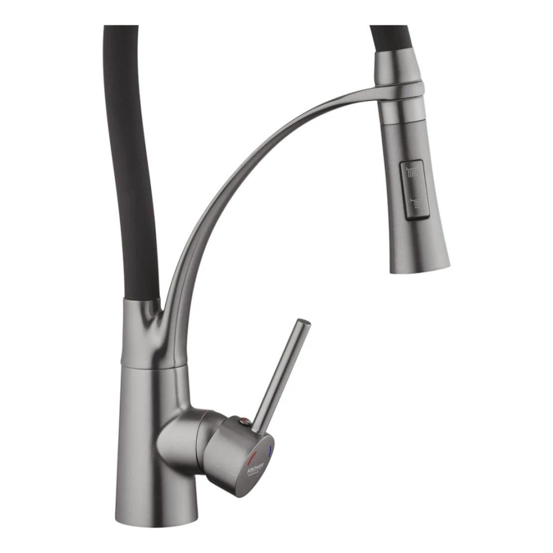 Смеситель для кухни с гибким изливом Kroner KRP Ersel GRP03393BLK Графитовый/Хром - фото 4