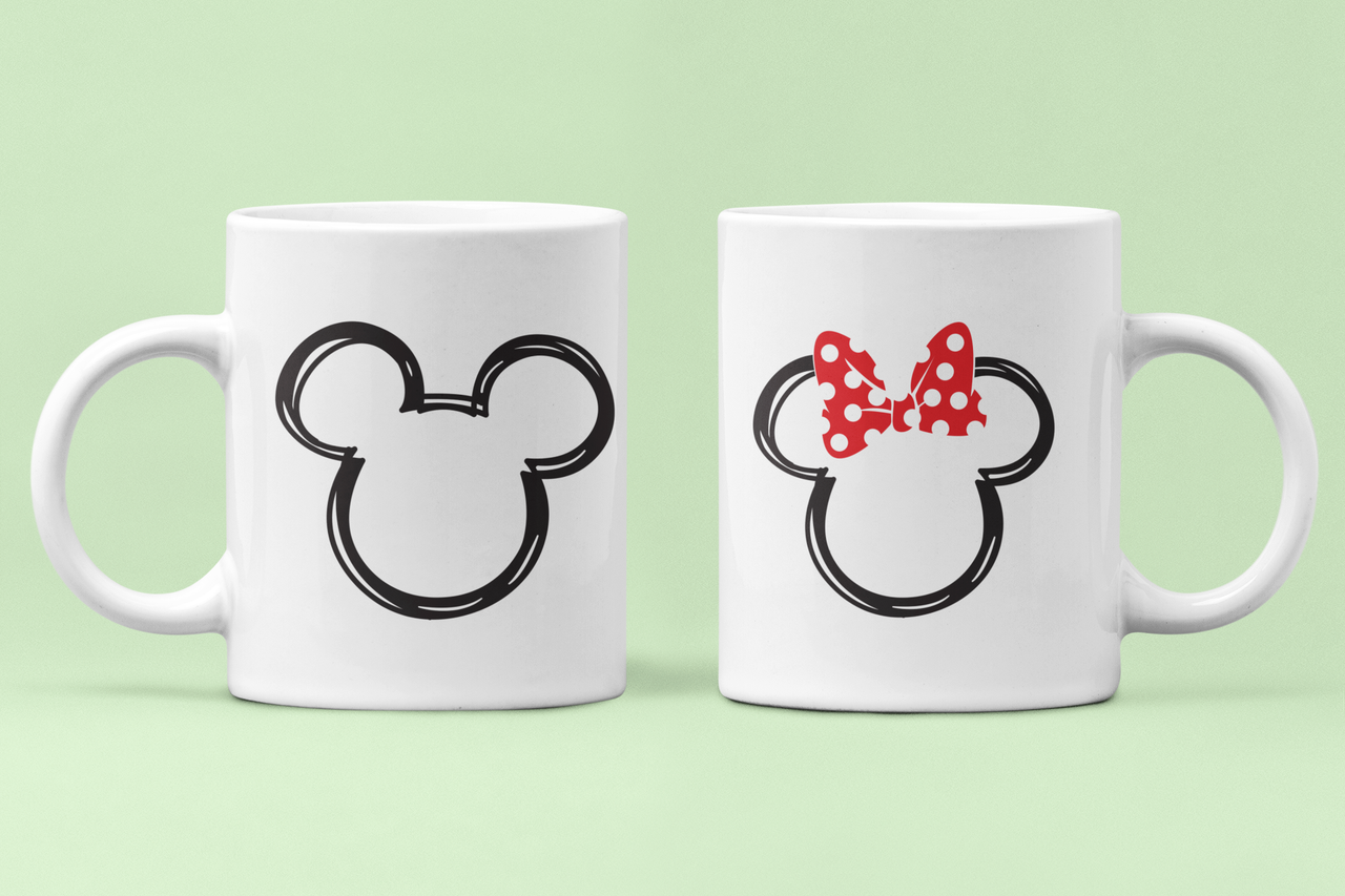 Чашки парные Микки и Минни Маус 2 для влюбленных 330 мл Белый (ВЛ150Ч)
