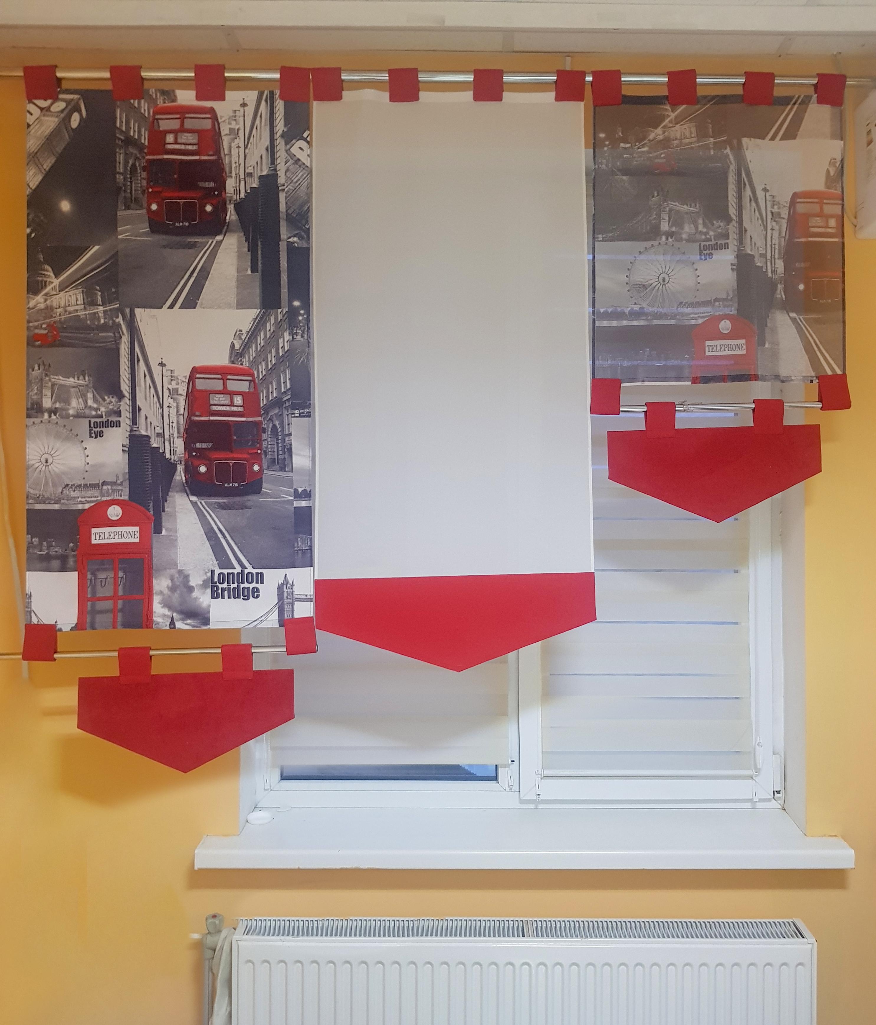 Комплект панельных занавесок Firanka London 3 шт. карниз 165 см Серый с красным (71_3п)