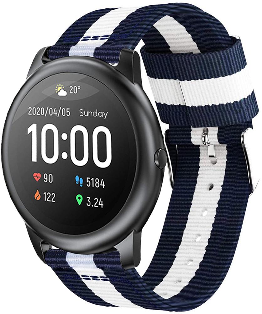 Ремешок тканевый Canvas для Haylou Smart Watch Solar LS05 Blue/White (23302) Ремешок тканевый Canvas для Haylou Smart Watch Solar LS05 Blue/White (23302)