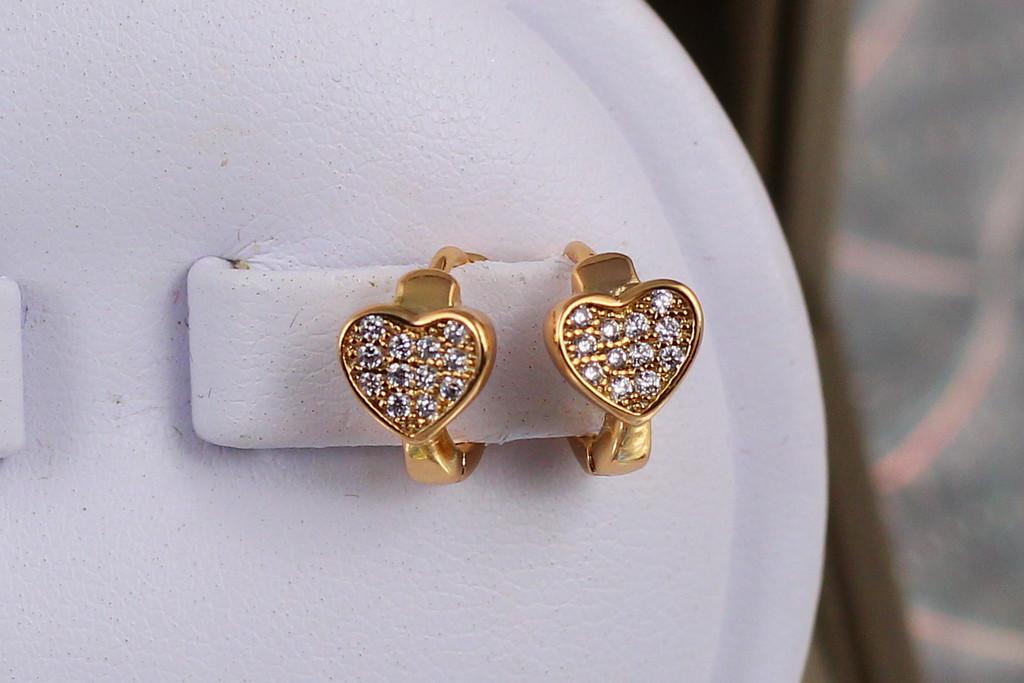 Серьги детские Xuping Jewelry сердце из камней в ободке 9 мм Золотистый