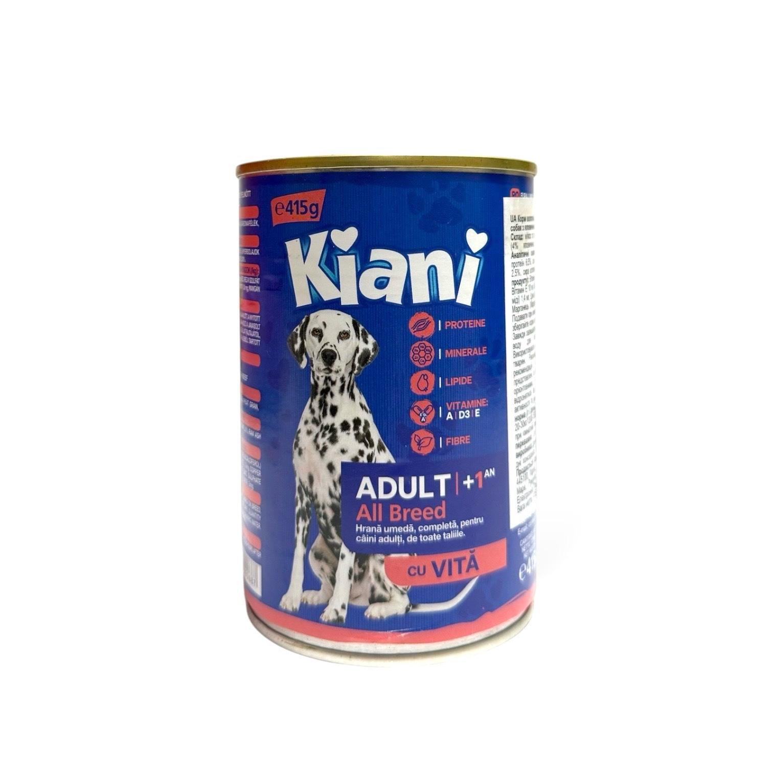 Корм влажный для собак Kiani с говядиной 415 г (2817)