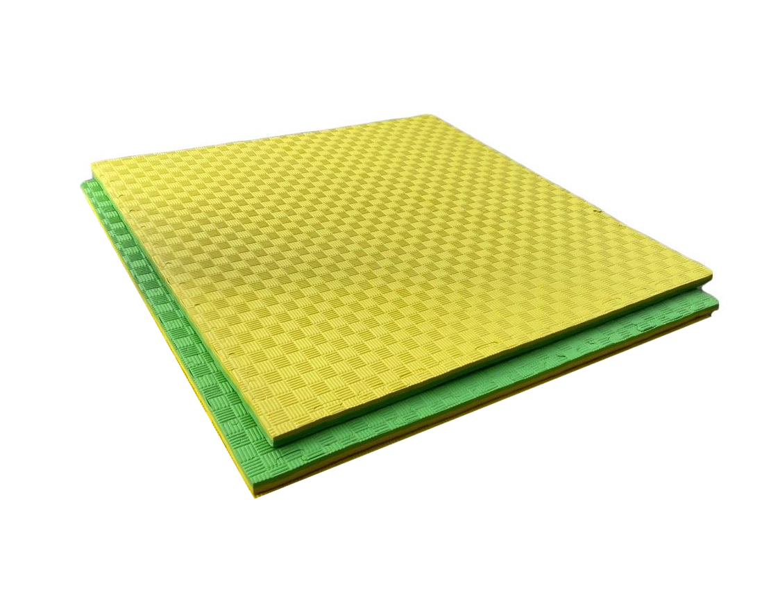 Мат-татами ласточкин хвост эва 100х100х2 см Желтый/Зеленый (1320)