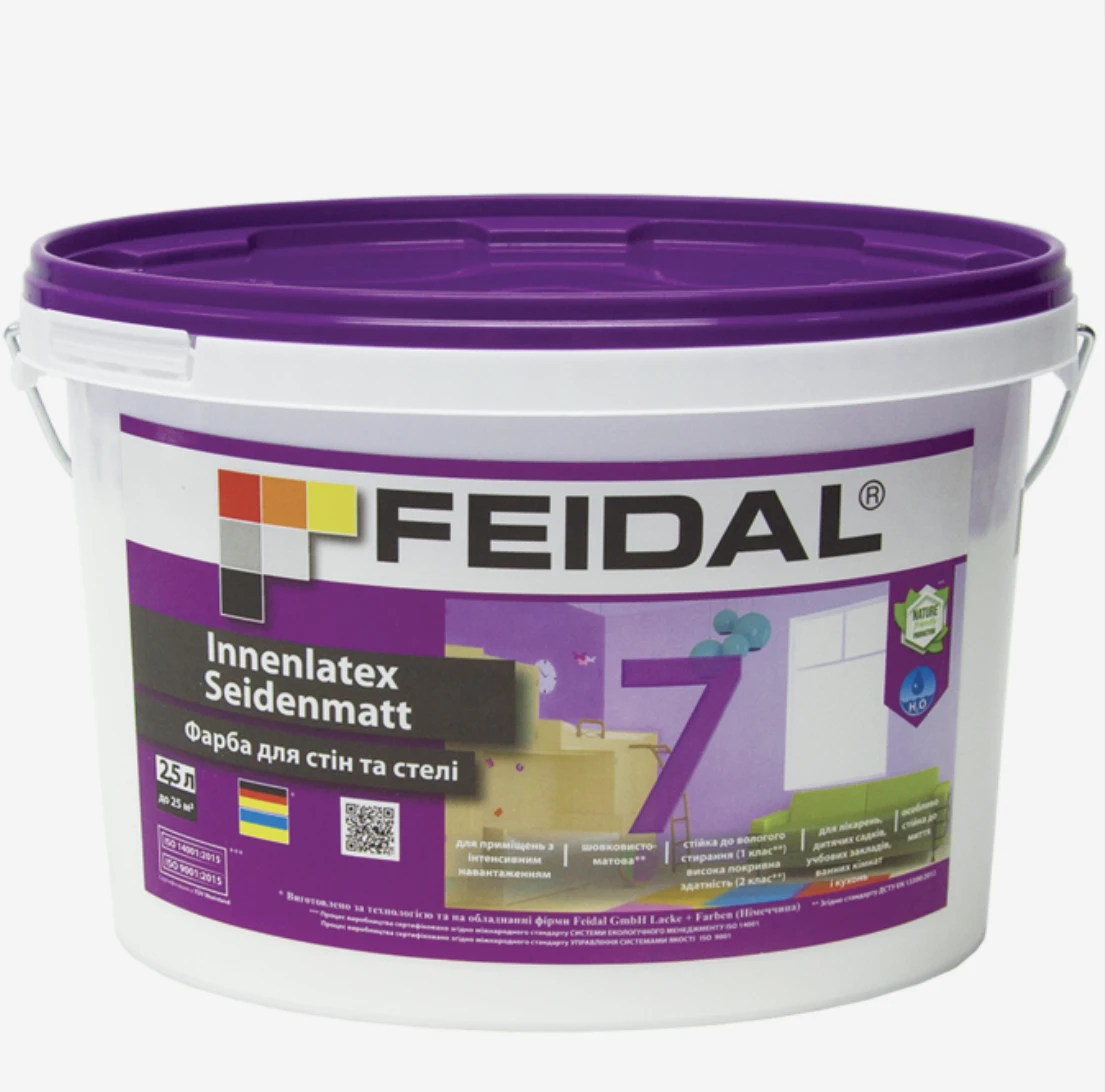Краска интерьерная Feidal Innenlatex Seidenmatt 7 2,5 л Белый (1886454840)