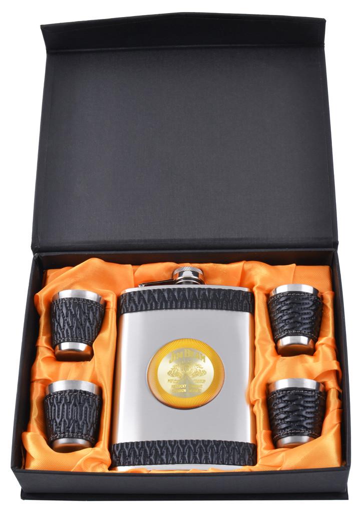 Набор фляга и 4 стопки JB 265 мл Черный / Нержавеющая сталь